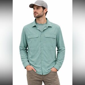 The North Face Baytrail Shirt Mens L Green Snap Button Vented Fishing Hiking